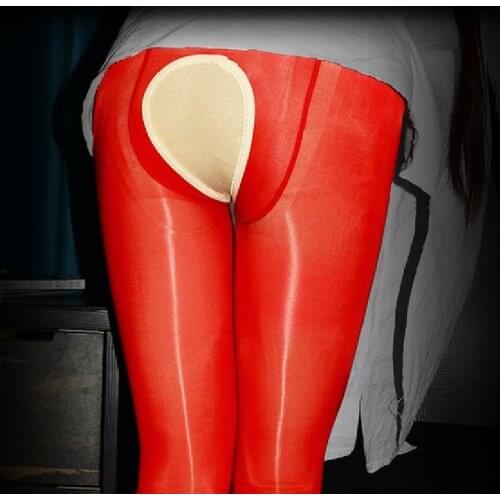 912 Needle 8D Woman Open-Seat Pants Pantyhose Breathable Crotchless Butt Lift Invisible Silk Stocking Shiny Open Crotch Trousers