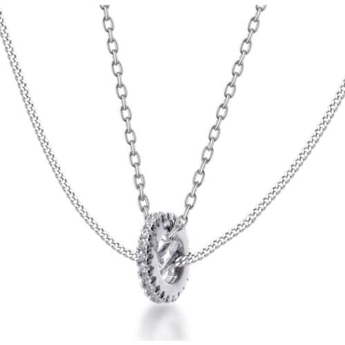 MloveAcc Authentic 925 Sterling Silver Pendant Necklace Double Layer Chain Choker for Women