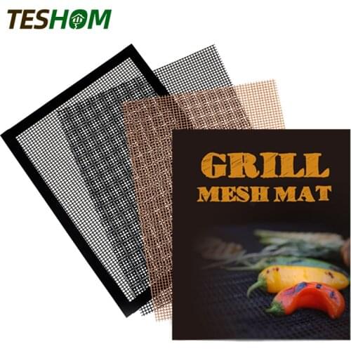 1PC Nonstick Grill Mesh Mats Barbecue Grilling Mats High Security Grid Shape BBQ Mat with Heat Resistance For Outdoor Activities