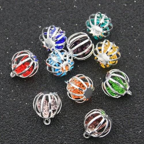 10Pcs 13*15MM 10 Color Spiral Bead Cage Charm Pendant DIY Necklace Bracelet Accessories Handmade