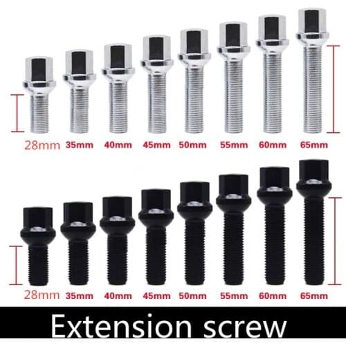 10 piece 28/35/40/45/50/55/60mm lengthen Steel Wheel Bolts M14 x 1.5mm WHEEL NUTS SEAT SUIT FOR VW Volkswagen