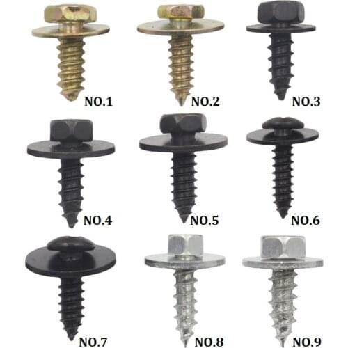 10Pcs Mixed Car Body Fender Screw 5mm 5.5mm 6mm 6.3mm Metal Self Tapping Screw Rivet Fastener Bolt