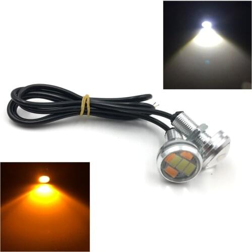 2pcs 23MM 5730 6 LED Eagle Eye Daytime Running Dual Color Amber/White DRL Light Turn Signal Lamp 12V