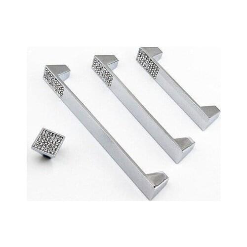 3.75''5''6.3''crystal Knobs Dresser Drawer Pulls Handles Knob Silver Clear Glass Crystal Cabinet Handle Pull Decorative Bling