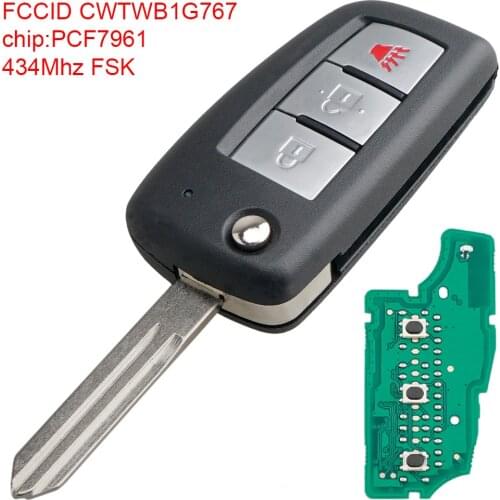 434Mhz 3 Buttons Auto Remote Car Key Fob with ID46/7961 Chip CWTWB1G767 Smart Remote Key Fit for 2014-2017 NISSAN ROGUE Cars