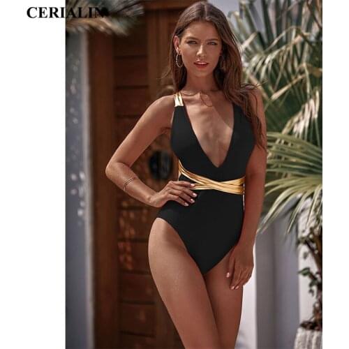 Bandage Sexy Swimming Suit One Piece Deep V Swimsuit High Quality Solid Bathing Suits Hot Sale Beachwear Fashion Swimwear New