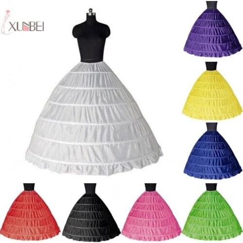Black White Long Petticoat Wedding Crinoline 6 Hoop Ball Gown Underskirt Skirt Half Slips Bridal Accessories 2020
