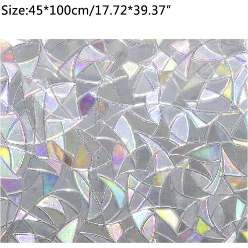 3D Static Decorative Privacy Window Glass Film Sticker Stained Anti UV Self-adhesive Rainbow Stickers Home Decor E7CB