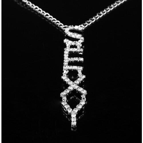 Dongsheng Dropshipping Fashion Jewelry Wedding Crystal Shiny Letter Pendant Chocker Chain Pendnt Necklace Women Wedding Gift