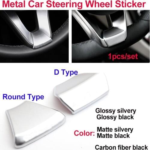 1PCS Car Logo Emblem Steering Wheel Sticker Badge Sticker Silvery Black Carbon fiber For Mercedes Benz A B C E class for AMG
