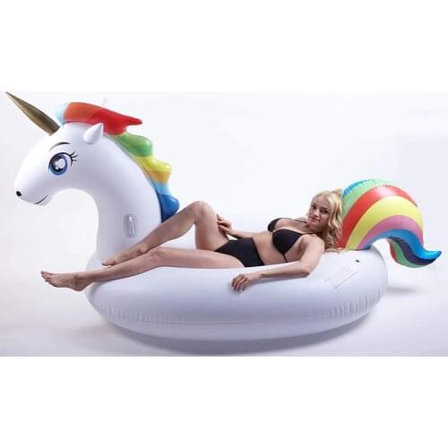 200cm Giant Inflatable Unicorn Pool Float Ride-On Pegasus Swimming Ring For Adult Children Water Party Toys Air Mattress