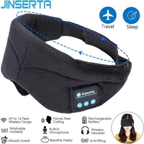 JINSERTA Bluetooth Headphone Sleeping Eye Mask Wireless Music Bluetooth Sleep Eye Shades Headset Support Handsfree Washable