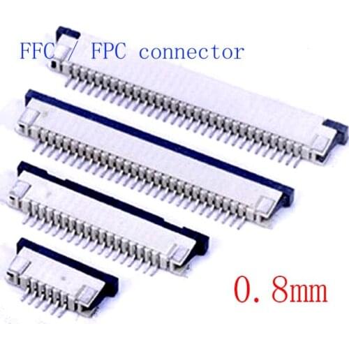 10pcs FFC / FPC connector 0.8mm 5 Pin 6 7 8 10 12 14 16 18 20 22 24 26 28 30P Drawer Type Ribbon Flat Connector Top Contact
