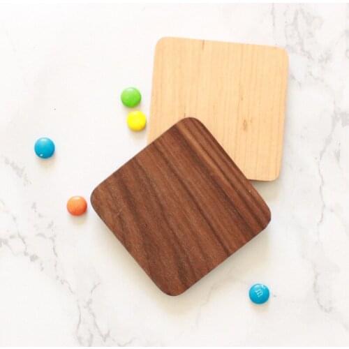 Household Solid Wood Cup Mat Japanese Style Black Walnut Coaster Heat Insulation Pad Square Placemat Table Mat Modern Home Decor