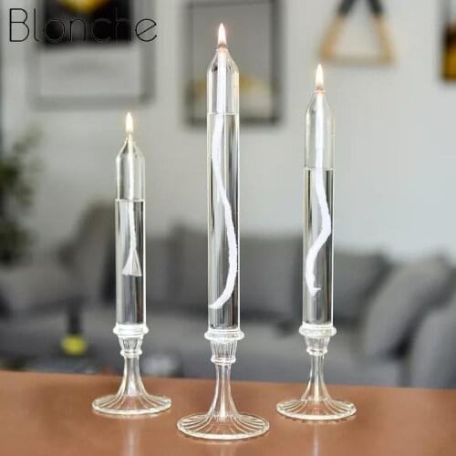 European Creative Glass Oil Lamp Candlestick Decoration Simple Candlelight Dinner Table Candlestick No Smoke Household