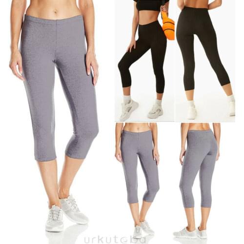 New Womens High Waist 3/4 Length Leggings Capri Cropped Summer Yoga Fitness Running Gym Sport Exercise Pants High Quality