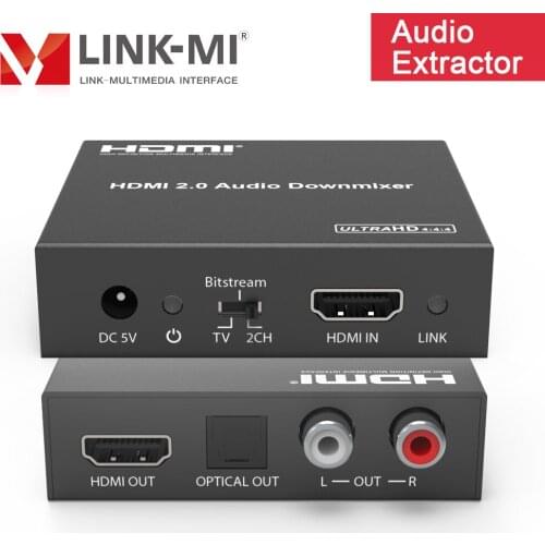 LINK-MI HDMI 18Gbps Audio Extractor with Audio Downmix 4K@60Hz Support HDMI source to digital optical/analog stereo L/R audio