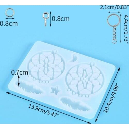 T8DE Dream Catcher Resin Mold Dream Catcher Resin Keychain Mold Resin Cast Mold is Easy to Disassemble Diy Jewelry Pendant