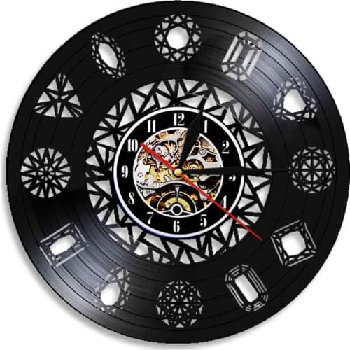 Minimalist Diamond Wall Art Vinyl Record Time Clock LED Exclusive Hanging Lamp Watch Modern Design Night Light Wedding Gift