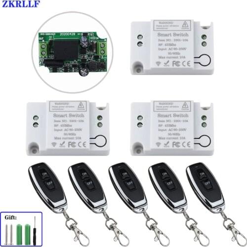 ZKRLLF Universal AC 110V 220V Wireless Smart Remote Control Switch Receiver Module and 433MHz RF Transmitter For LED Light DIY