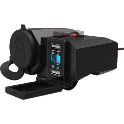 Motorcycle Modified Mobile Phone Dual USB Charger Cycling 12V Waterproof Cigarette Lighter Car Accessories 2021