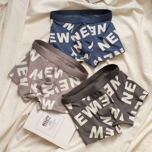 3 Pieces Mens Panties Letter Underwear Men Boxer Shorts Middle Waist Ventilation Trend Underpants 2021 New Sale