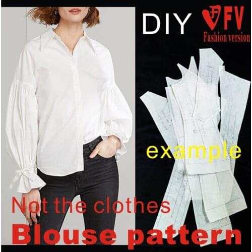 Clothing DIY pattern womens fashion drop shoulder puff sleeve long-sleeved shirt pattern 1:1 sewing pattern BCY-124