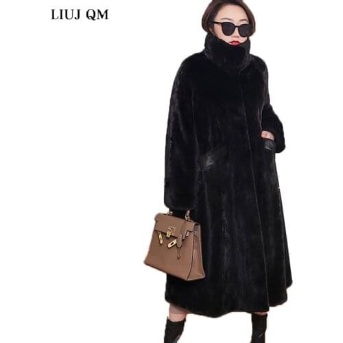 Oversize Jacket Parka Winter Clothing Women Faux Fur Jacket hairy Long Fur Coat Lapel OverCoat Thick Warm Female Plush Coats 5XL