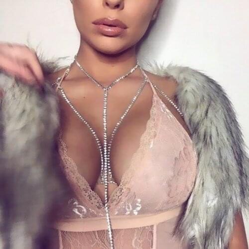Sexy Crystal Bra Harness Body Jewelry Women Rhinestone Choker Necklace Rhinestone Bikini beach Fashion Waist chain Body Jewelry