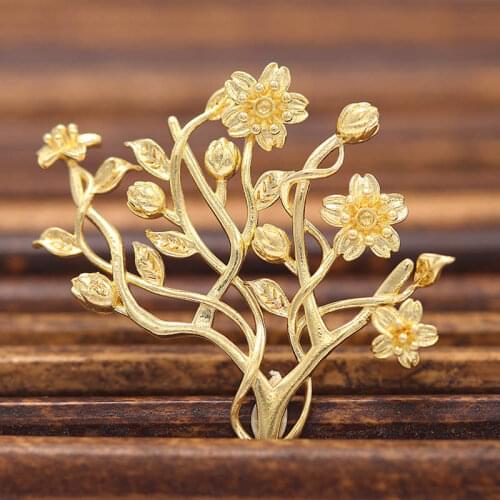 20pcs Brass Casted Flower Vine Leaf Branch Pendant Charms Quality Gold Color Women Bridal Wedding Hair Head Jewelry Accessories