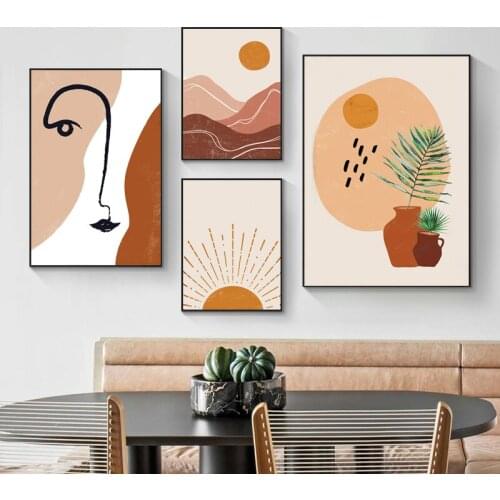 Boho Poster Abstract Bundle Line Canvas Painting On The Wall Horizon Sun Nordic Art Print Picture For Living Room Home Decor