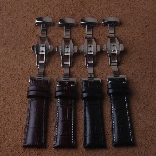 Watchband 18mm 19mm 20mm 21mm 22mm Calf Genuine Leather Watch Band Alligator Grain Watch Strap for Brand men wristwatches black