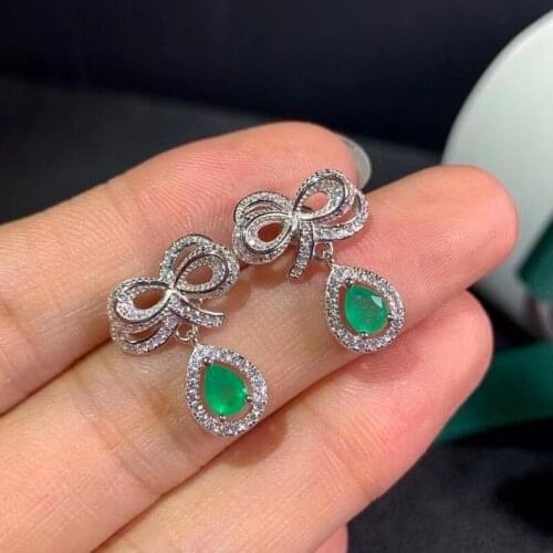 Real Colombia Natural Green Emerald Earrings, S925 Sterling Silver Earrings, King of Gems 4*5mm