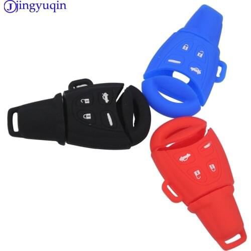 Jingyuqin Hot Sale Silicone Rubber Car Key Cover Case Fob Fit For SAAB 9-3 9-5 93 95 Remote Key 4 Buttons Silica Gel Cover