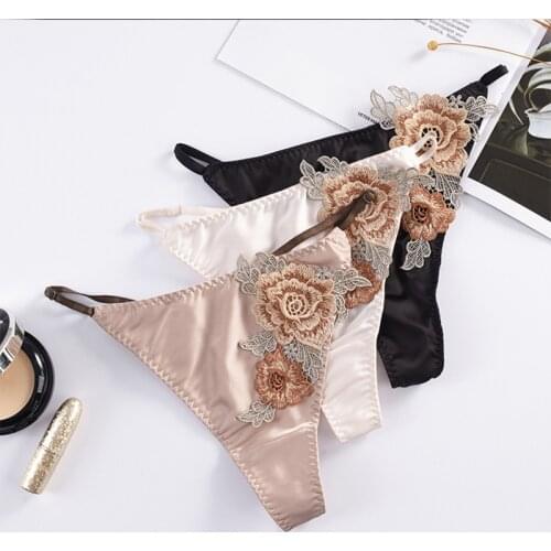 SP&CITY Hot Sexy Womens Thong T-shaped Underwear Flower Embroidery Seamless Panties For Women Erotic Lingerie Clothing For Girl
