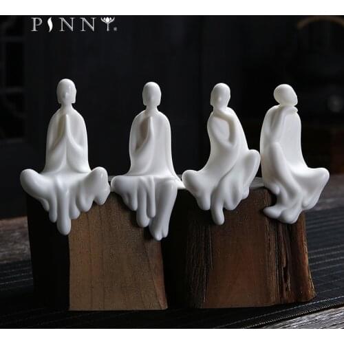 PINNY White Porcelain Zen Buddha Statue Ceramic Zen Ornaments Home Decoration Accessories "Chinaware "