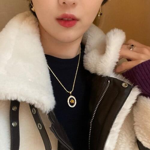 TIMEONLY Unique Design Rose Flower Enamel Coin Pendant Neckalces for Women Girls Black Oil Metal Neckalce Statement Jewelry