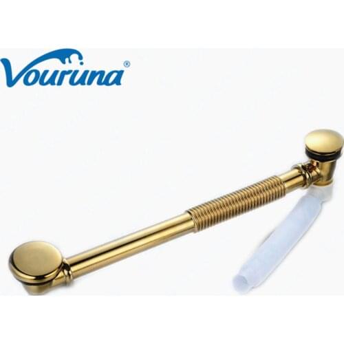 2018 Hot Sale High Quality Luxurious Bathtub Drainer Push Down Pop-Up Waste Drains For Bathing Tub Golden