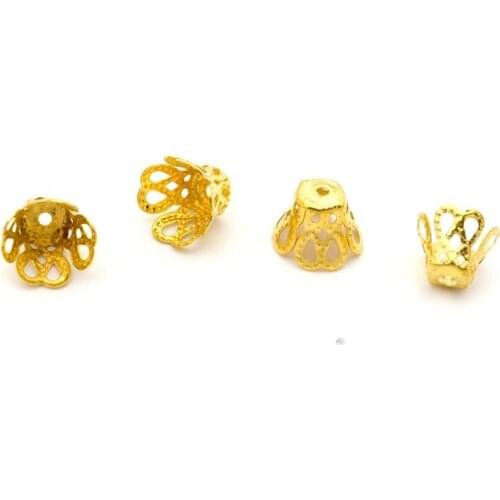 100Pcs Mixed 4 Petals Flower Metal Cup Tassel Beads End Caps for Jewelry Making Finding Diy Accessories Component Wholesale