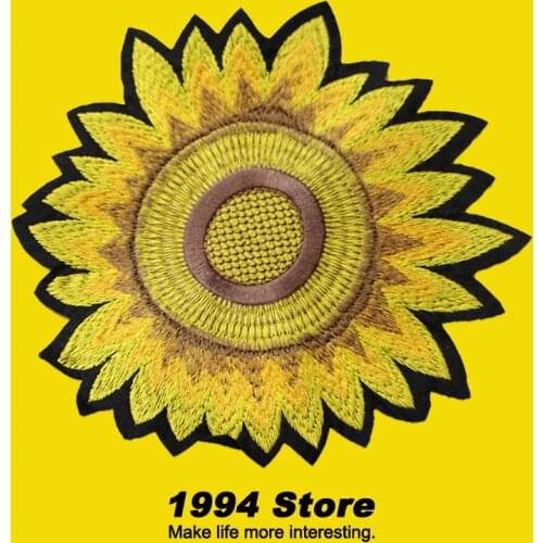 Yellow Sunflower Flower Embroidery Patch DIY Childrens Clothing Jeans Sewing Stripes Badges On Backpack Needlework Accessories