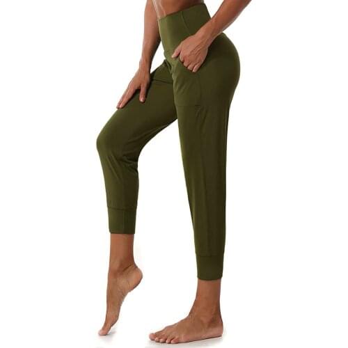 Ladies Stretch Yoga Pants High Waist Slim Track Calf length Pants Womens Sports leggings Gym Sport Running Jogging Yoga Pants
