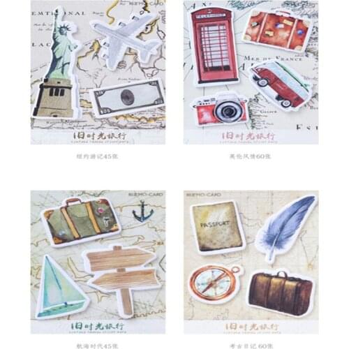 1packs/lot Cute Lovely Old Time Travel Notes Four Selections Kawaii Stationery School And Office Supplies