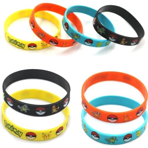 10/20pcs Pokemon Bracelet Anime Pocket Elf Pikachu Children Cartoon Silicone Wristband Bracelets Party Gifts Cosplay Accessoires