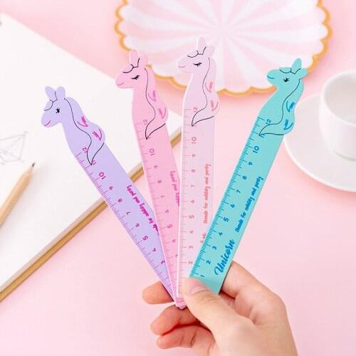 12cm Creative Unicorn Cartoon Wooden Ruler Stationery For Students Measuring Drawing Tool Drawing Rulers Office School Supplies