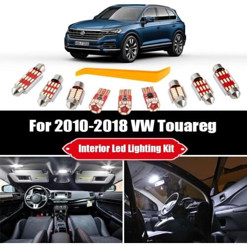 18 Bulbs White Error Free Interior LED For VW Touareg 2010-2016 2017 2018 Map Dome License Plate Lamp Car Reading Light Kit Fit