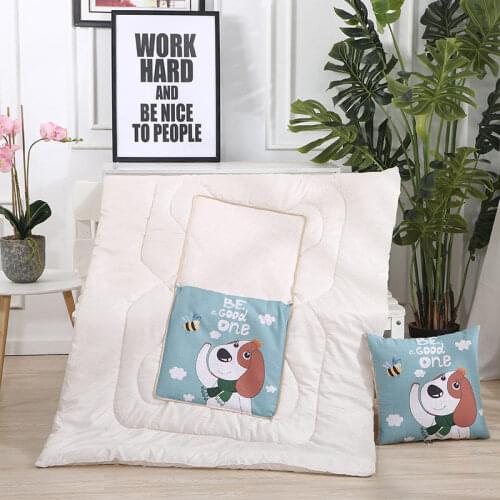 2 in 1 cotton cartoon foldable patchwork quilt blanket printed square home office car throw pillow back cushion