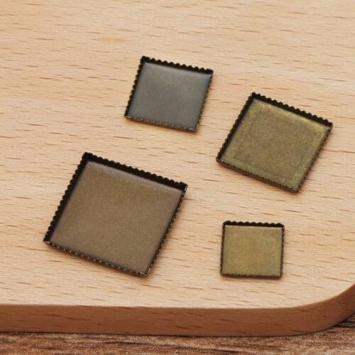 200pcs Square Bezel tray Settings 8 10 12 15mm Cameo Cabochon Base Blanks DIY Findings for Floating Charms Locket Jewelry Making