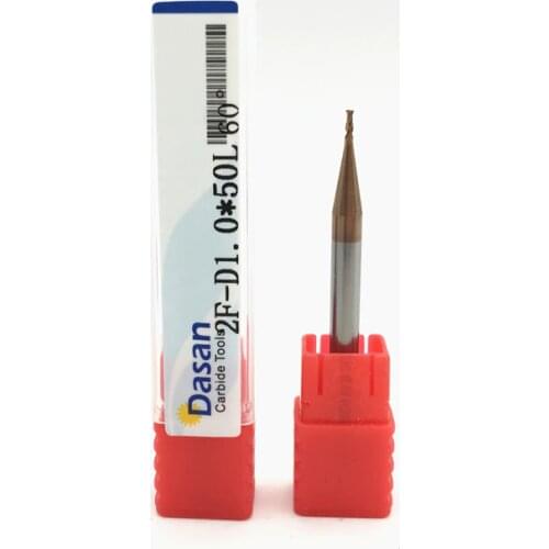 5pcs Flat EndMills 1mm HRC60 2F-D1X50L End Mill Solid Carbide Spiral Square CNC Tungsten Carbide Milling Cutter Tool