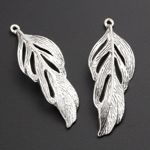 5pcs Tibetan Silver Color Feather Charms Pendant Findings Accessories DIY Choker Necklace A2815