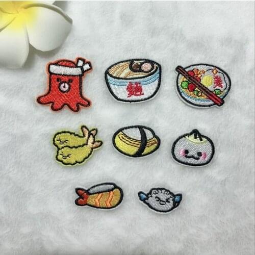 50psc/Lot Embroidery Patches Letters Clothing Decoration Accessories Food Fish Bun PuddingDiy Iron Heat Transfer Applique